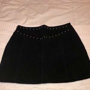 Black velvet studded skirt